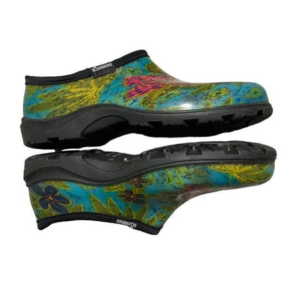 Sloggers Floral Rain Shoes Size 10 Waterproof Slip On Rubber Gardening Shoes - Picture 8 of 13